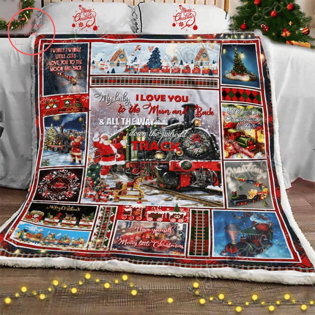 Little Train Christmas Sofa Throw Fleece Blanket