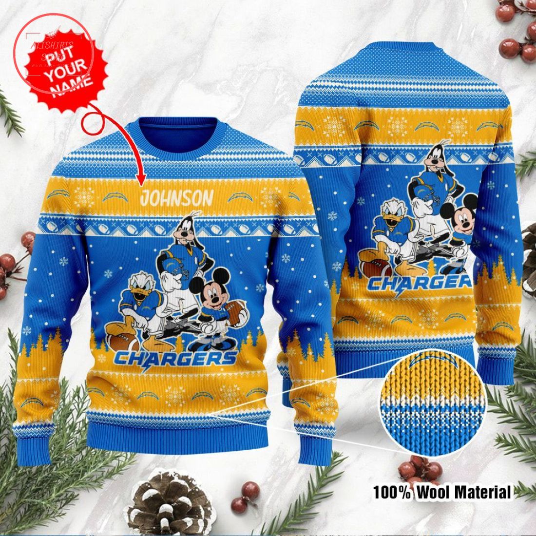 Los Angeles Chargers Disney Custom Ugly Christmas Sweater