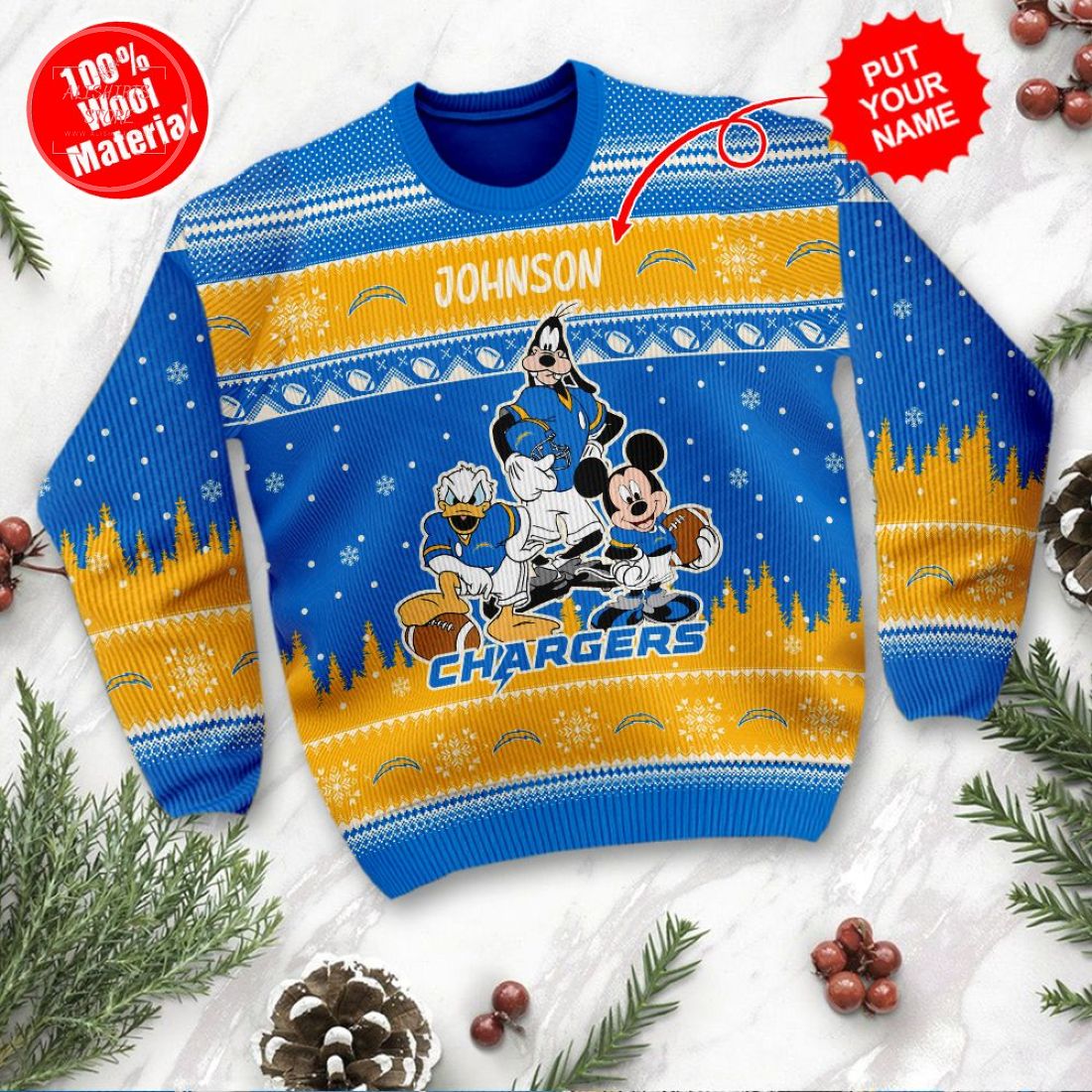 Los Angeles Chargers Disney Custom Ugly Christmas Sweater