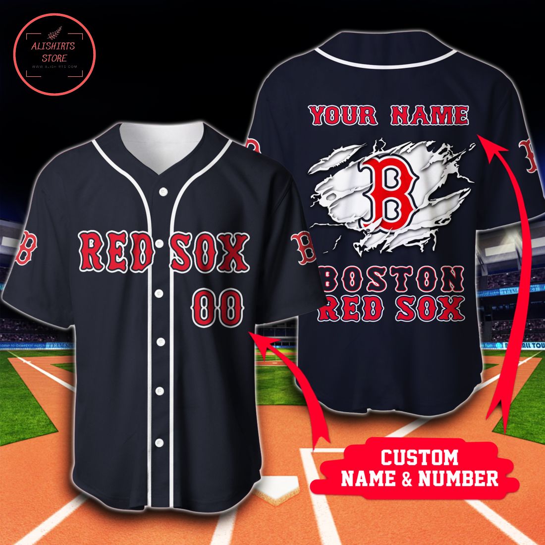 MLB Boston Red Sox Personalized Baseball Jersey