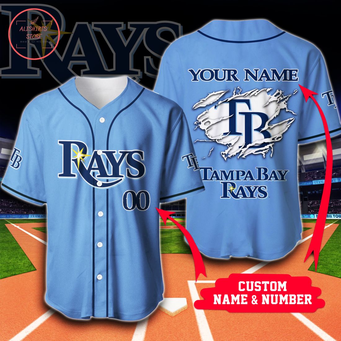 MLB Tampa Bay Rays Personalized Baseball Jersey