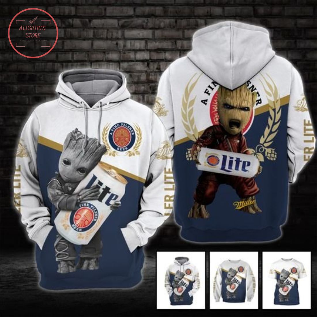 Miller Lite Groot 3D All Over Print Hoodie