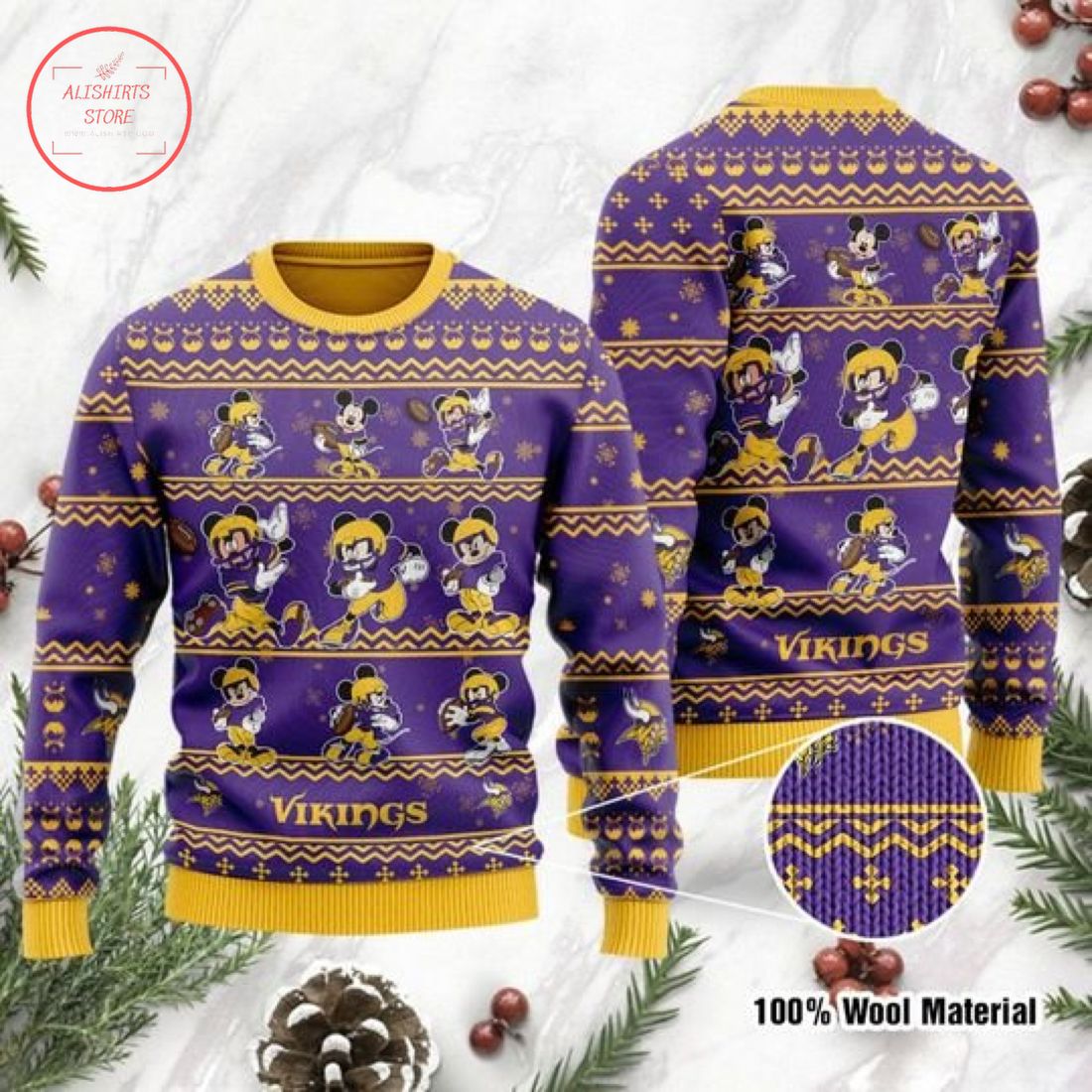 Minnesota Vikings Mickey Mouse Ugly Christmas Sweater