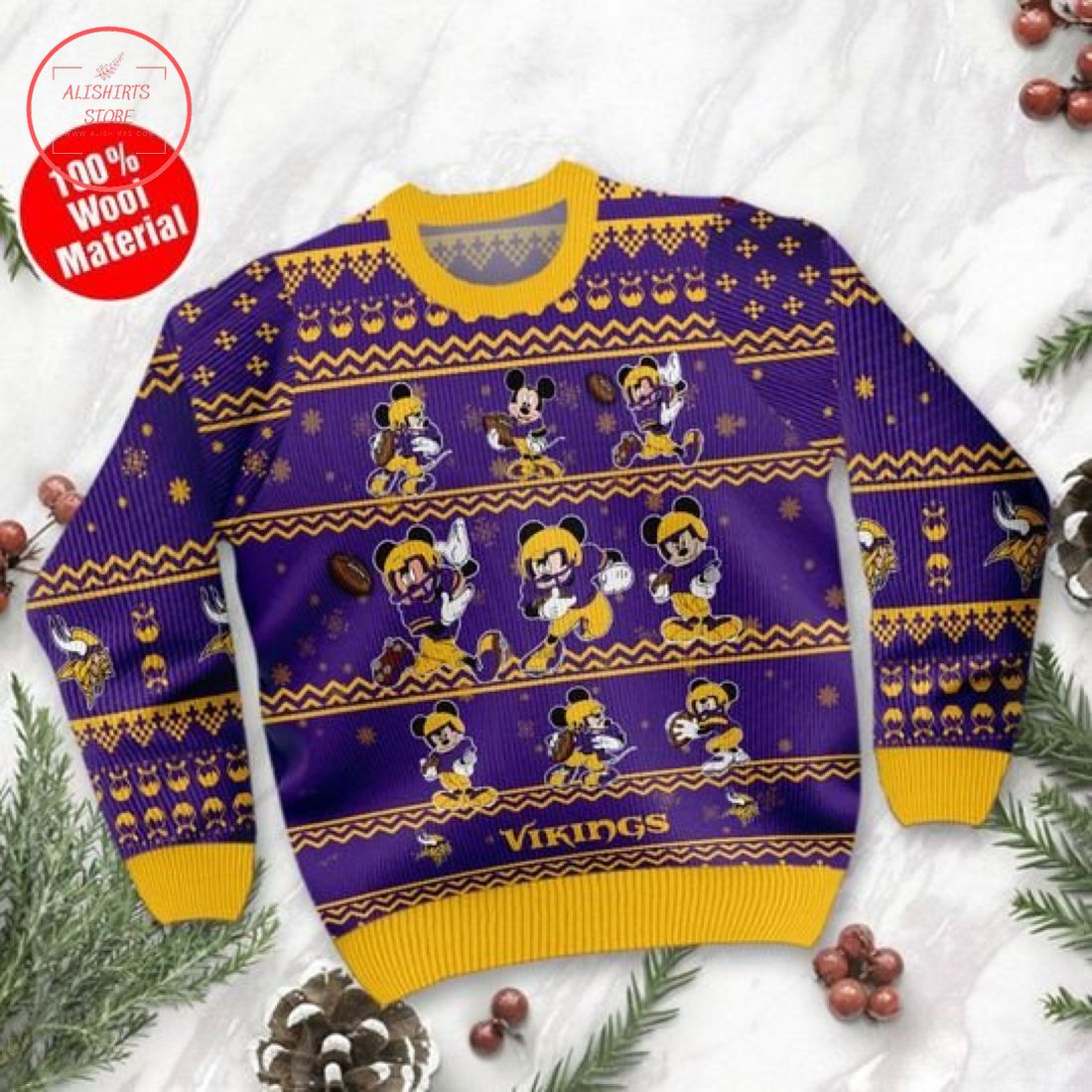 Minnesota Vikings Mickey Mouse Ugly Christmas Sweater