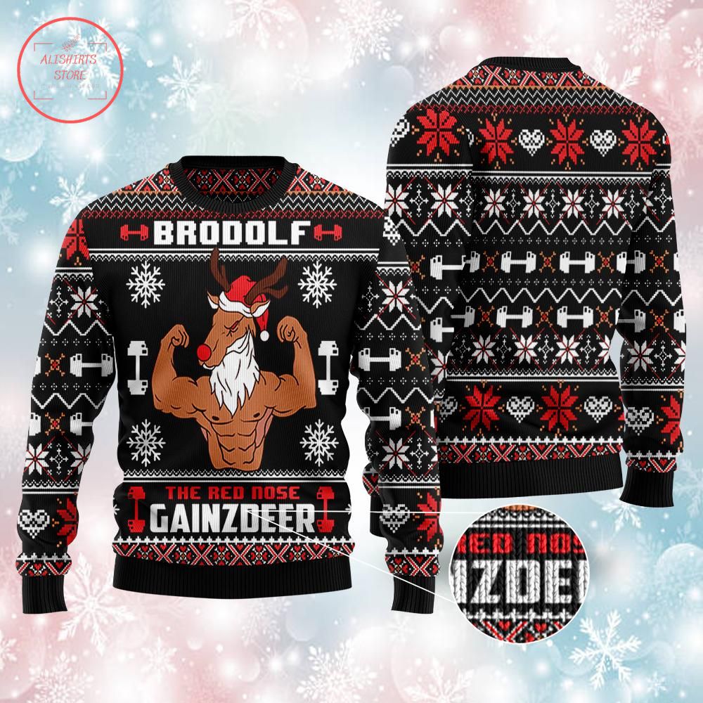 Muscle Deer Ugly Christmas Sweater