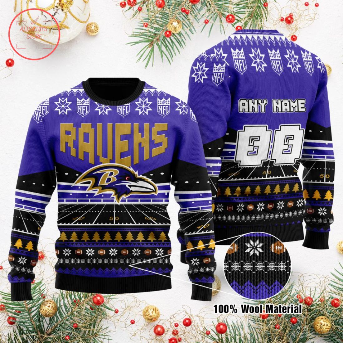 NFL Baltimore Ravens Custom Ugly Christmas Sweater