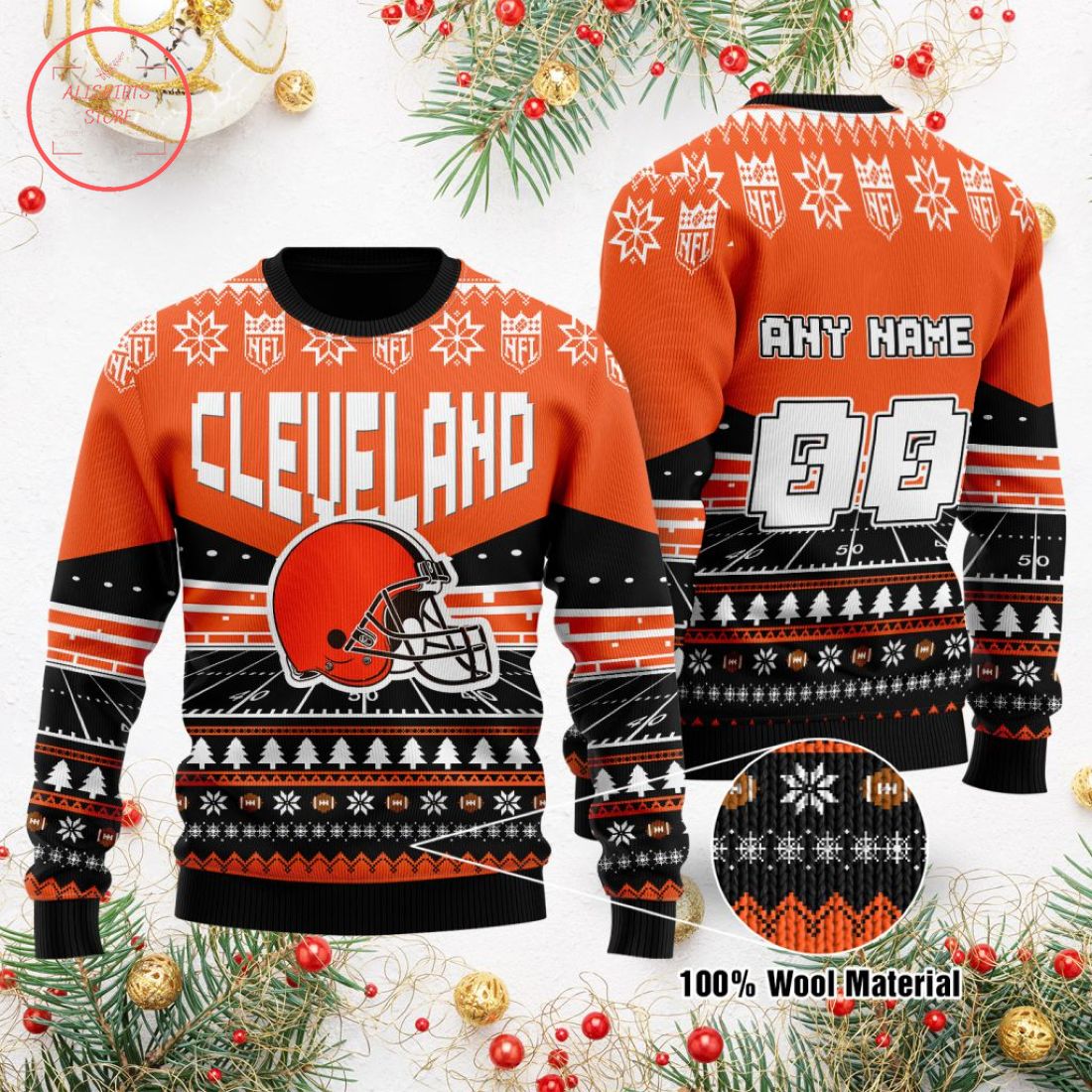 NFL Cleveland Browns Custom Ugly Christmas Sweater