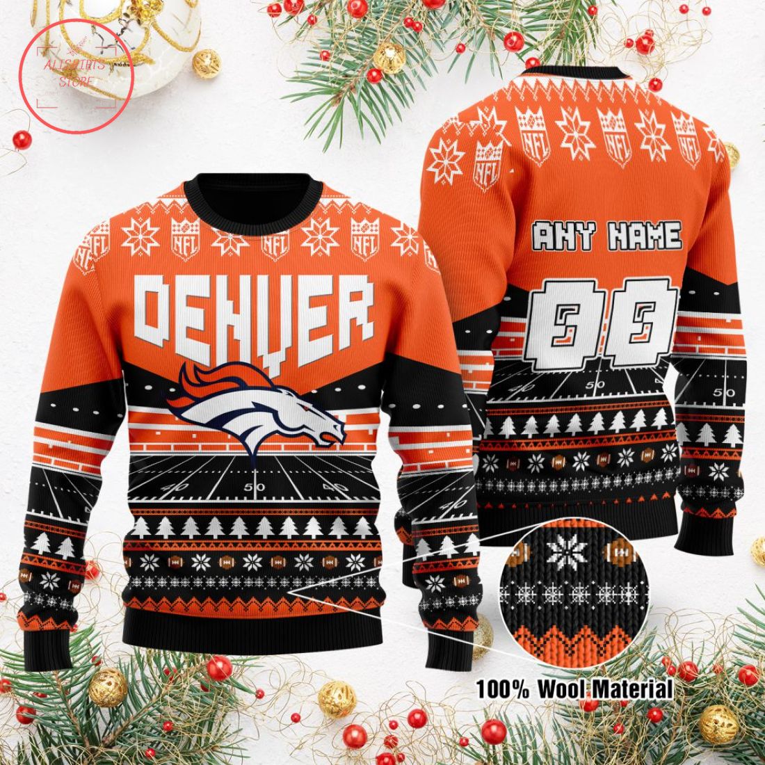 NFL Denver Broncos Custom Ugly Christmas Sweater