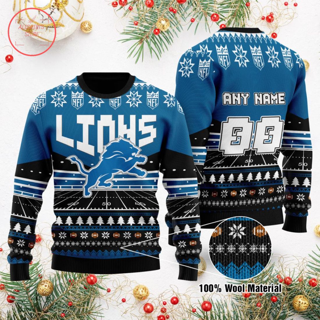 NFL Detroit Lions Custom Ugly Christmas Sweater