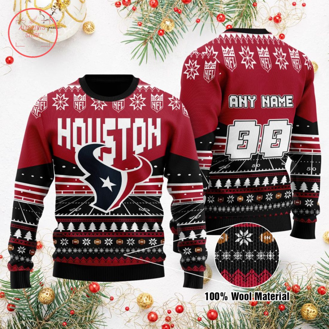 NFL Houston Texans Custom Ugly Christmas Sweater
