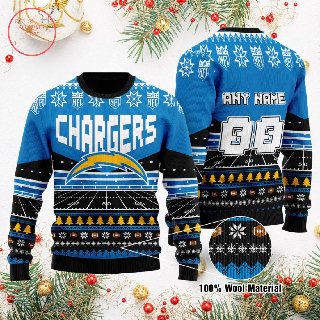 NFL Los Angeles Chargers Custom Ugly Christmas Sweater