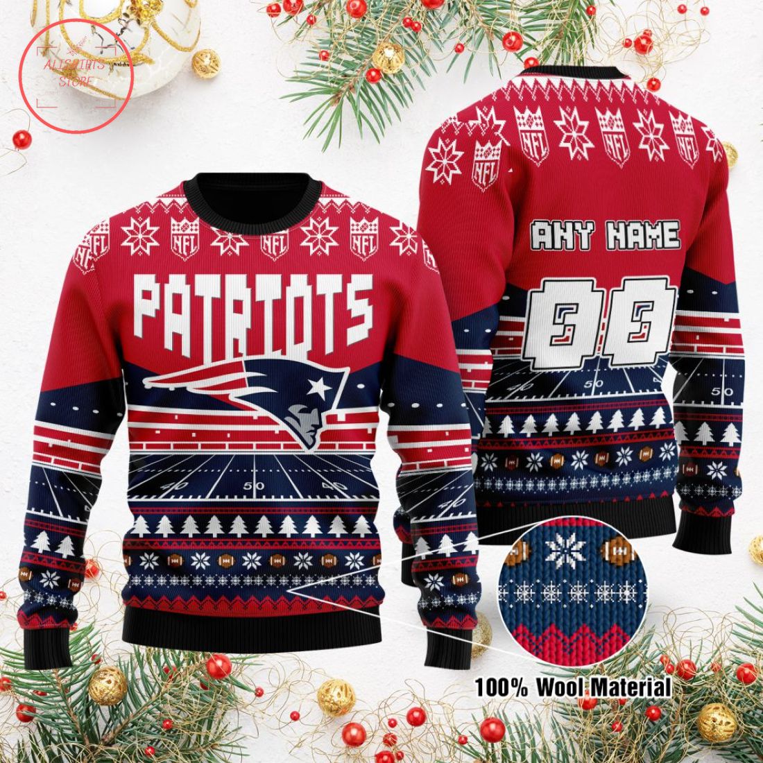 NFL New England Patriots Custom Ugly Christmas Sweater