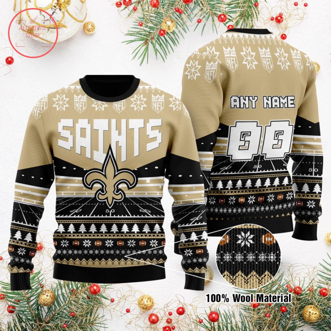 NFL New Orleans Saints Custom Ugly Christmas Sweater