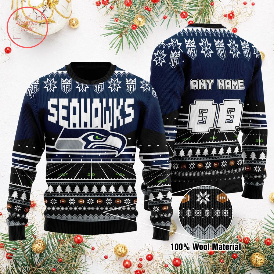 NFL Seattle Seahawks Custom Ugly Christmas Sweater