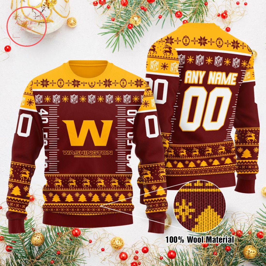 NFL Washington Football Team 2021 Custom Ugly Christmas Sweater