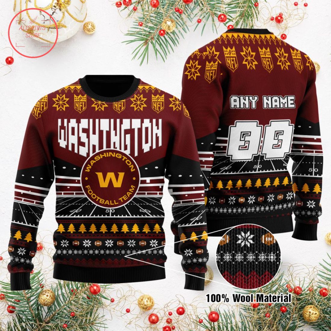 NFL Washington Football Team Custom Ugly Christmas Sweater