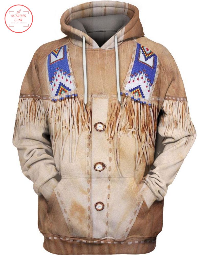 Native Buckskin Beaded 3D Hoodie