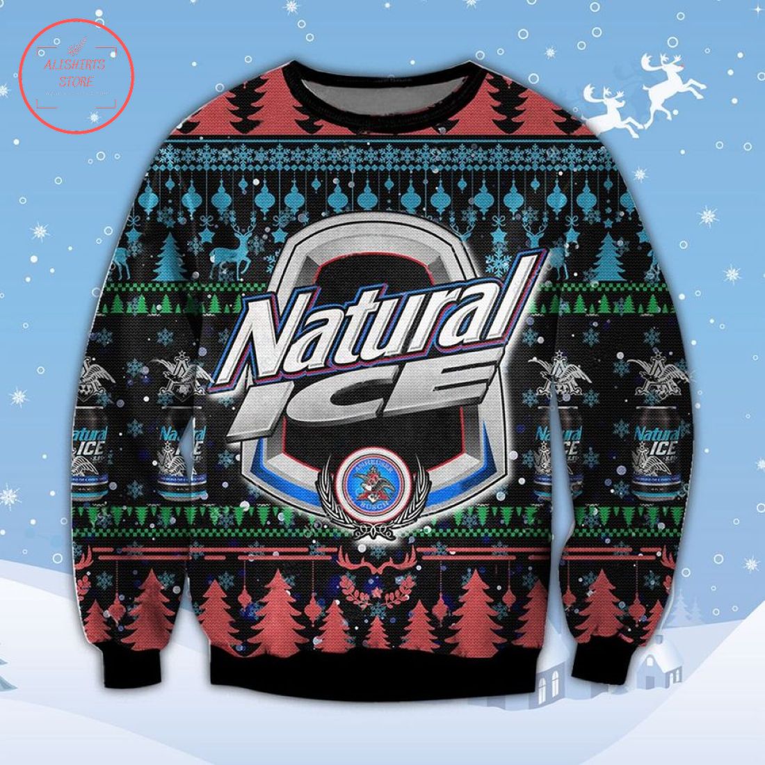 Natural Ice Beer Ugly Christmas Sweater