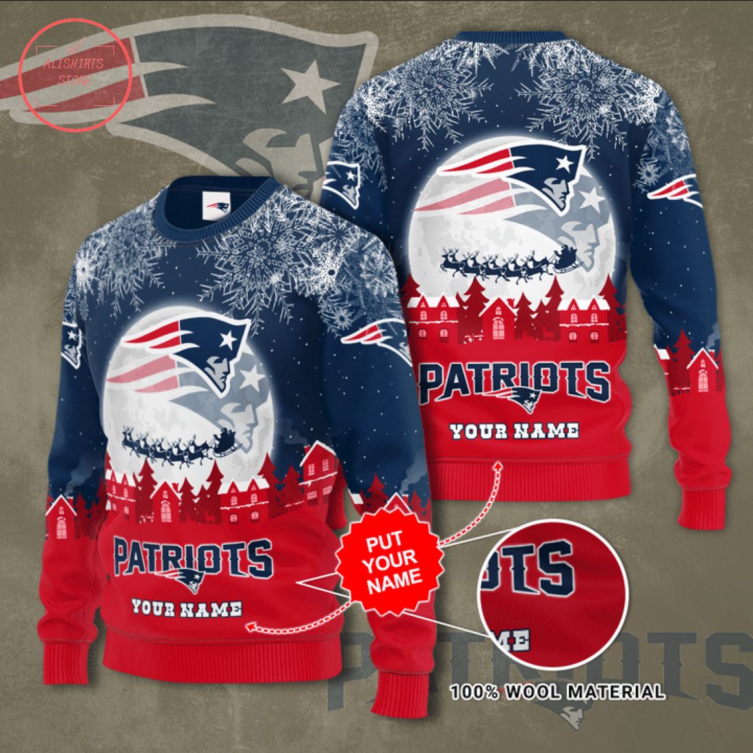 New England Patriots Personalized Ugly Christmas Sweater