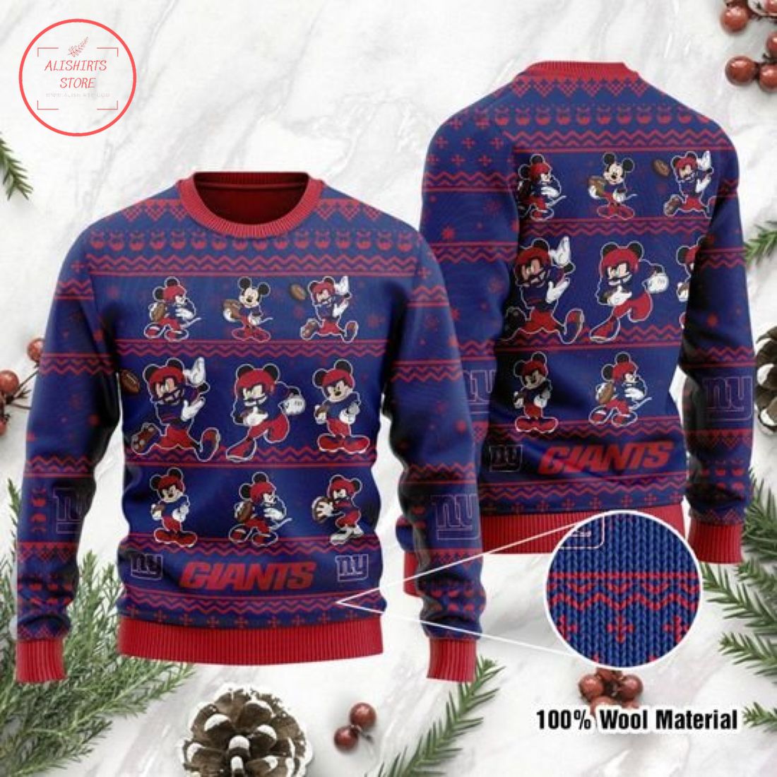 New York Giants Mickey Mouse Ugly Christmas Sweater