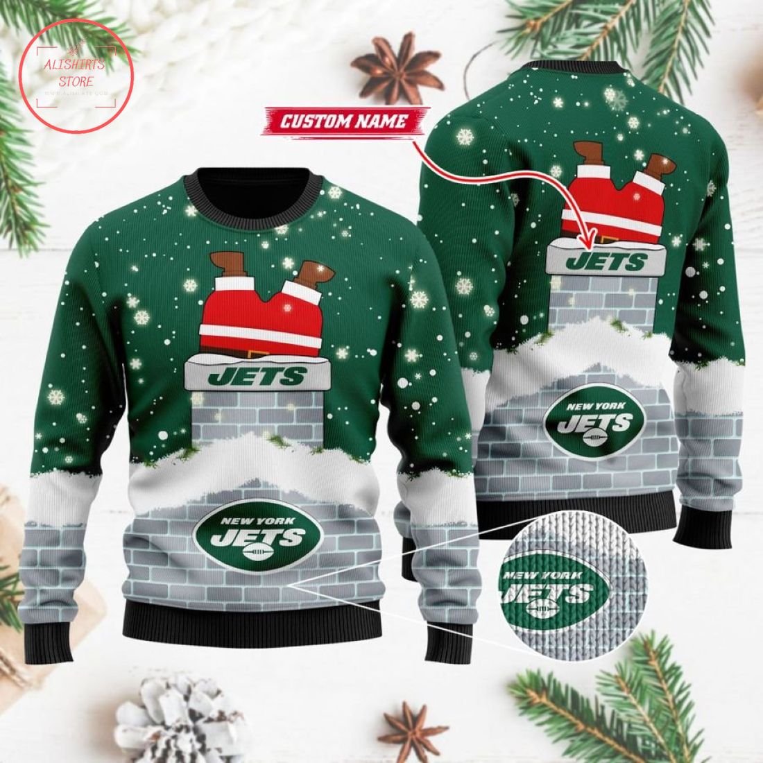 New York Jets Santa Claus Custom Ugly Christmas Sweater