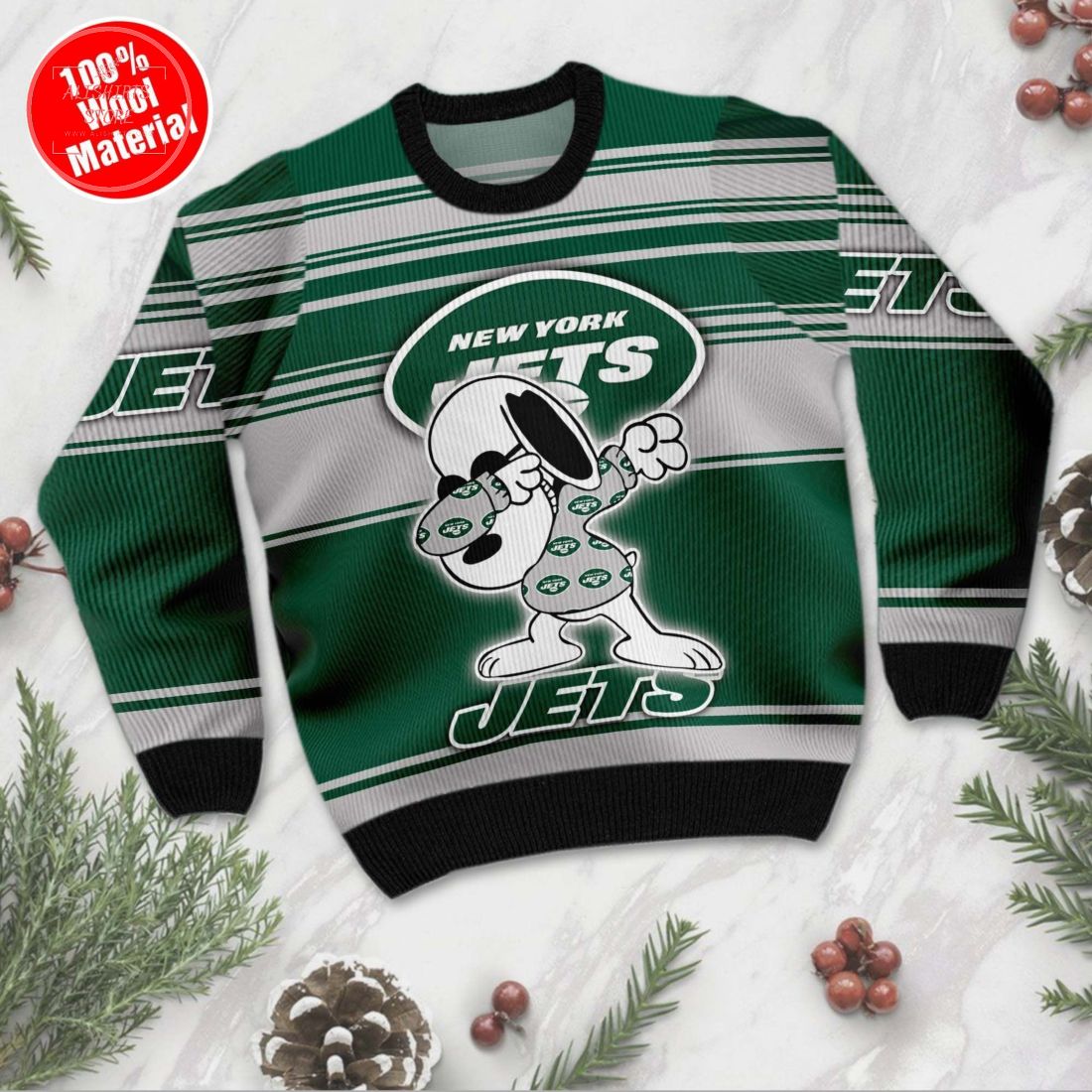 New York Jets Snoopy ugly Christmas sweater