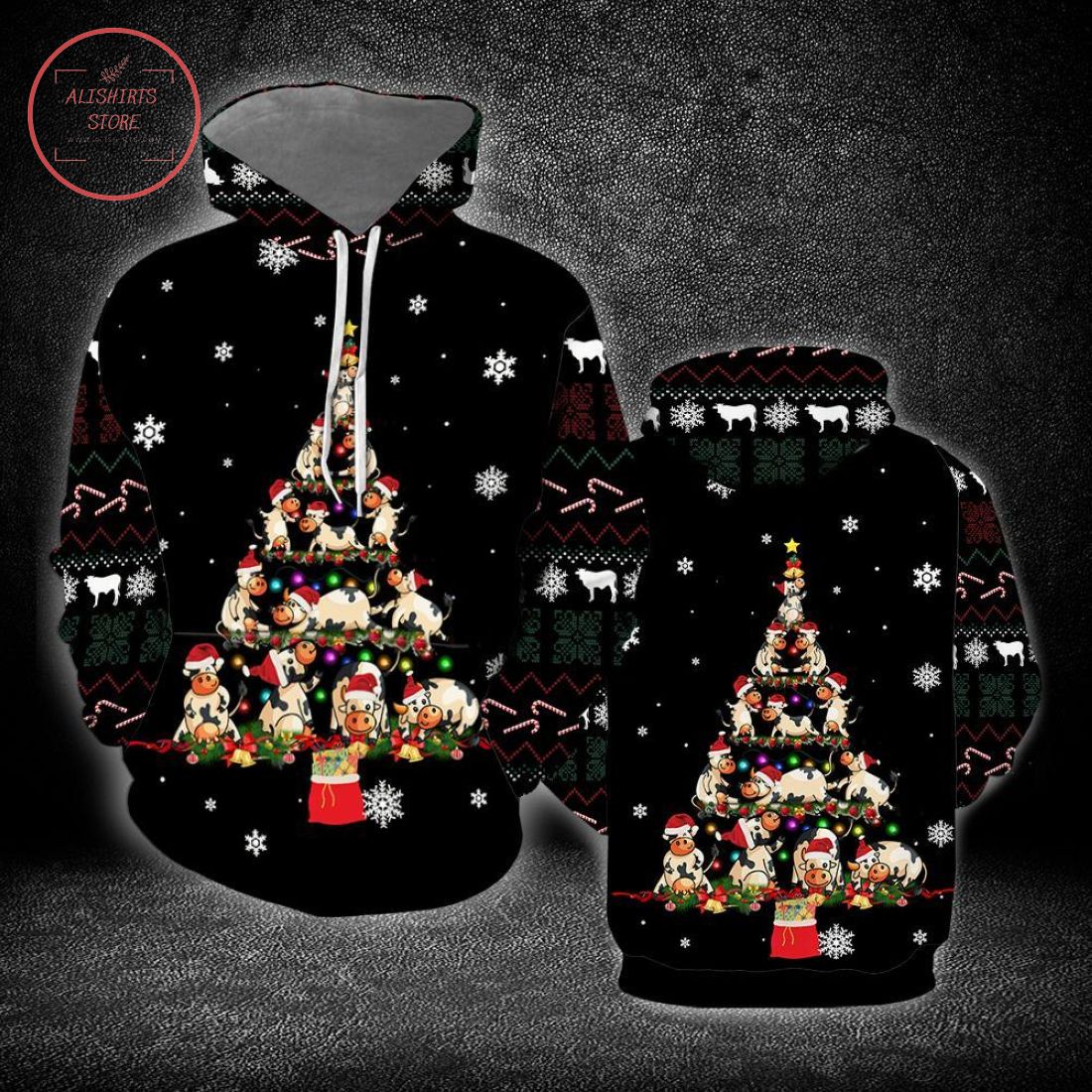 OragonTee Cow Tree Christmas 3D Hoodie