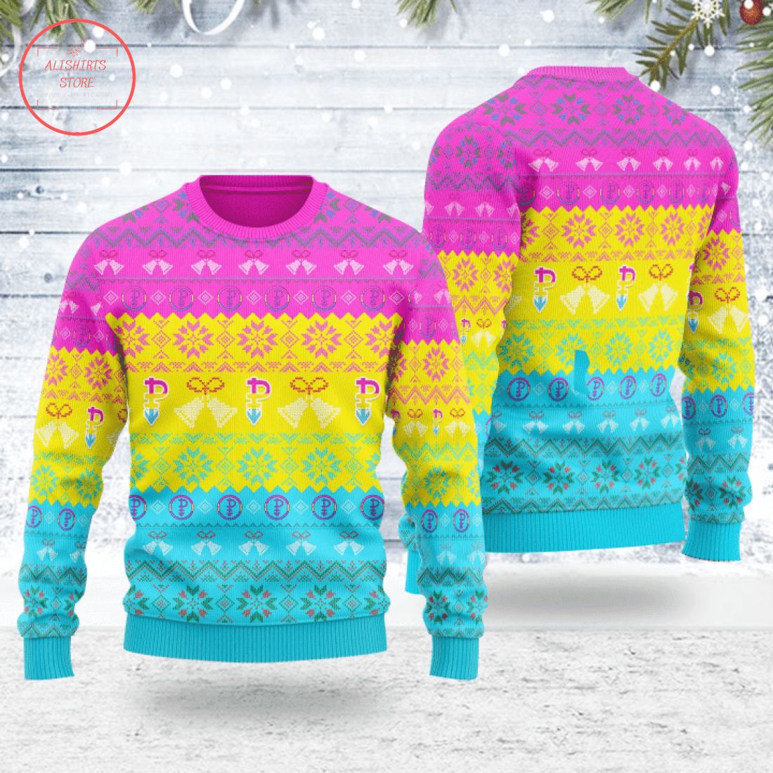 Pansexual Pride Flag Ugly Christmas Sweater