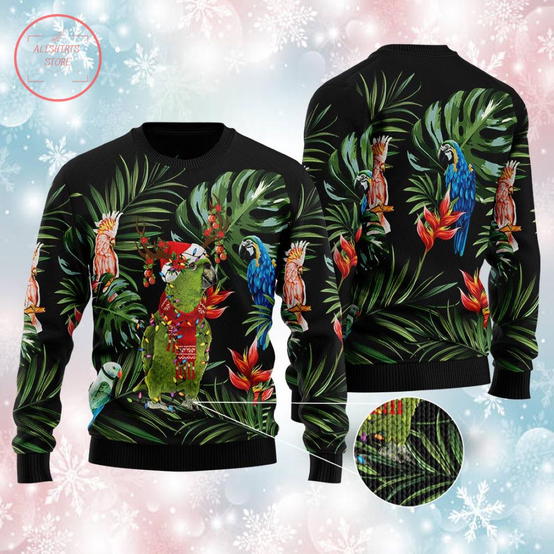 Parrot Tropical in Ugly Christmas Sweater