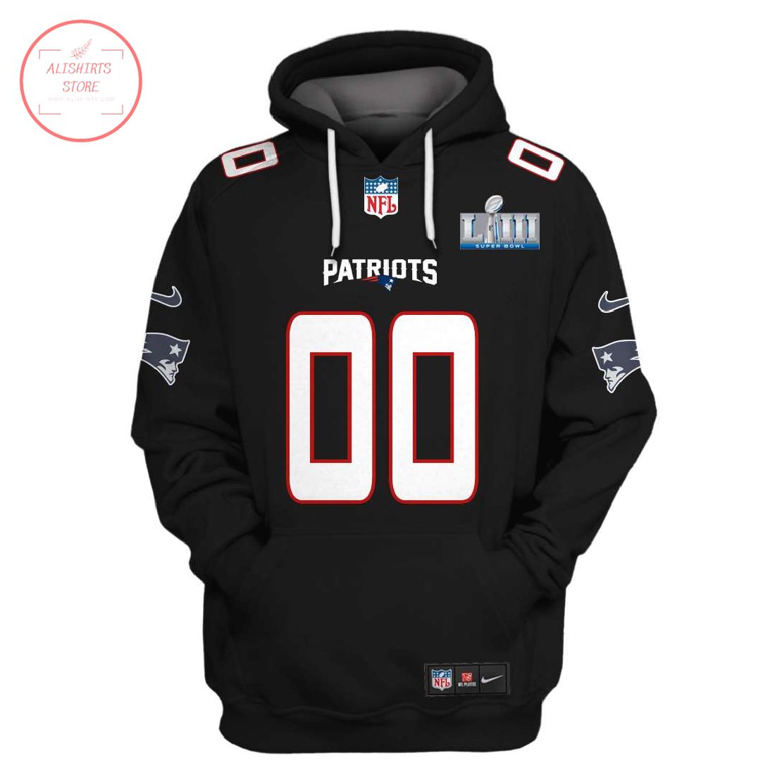 Personalized New England Patriots Black 3D Hoodie