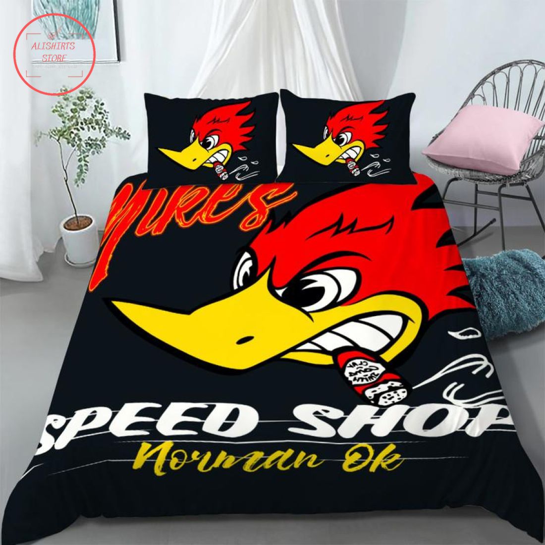 Personalized Speed Shop Hot Rod Bedding Set
