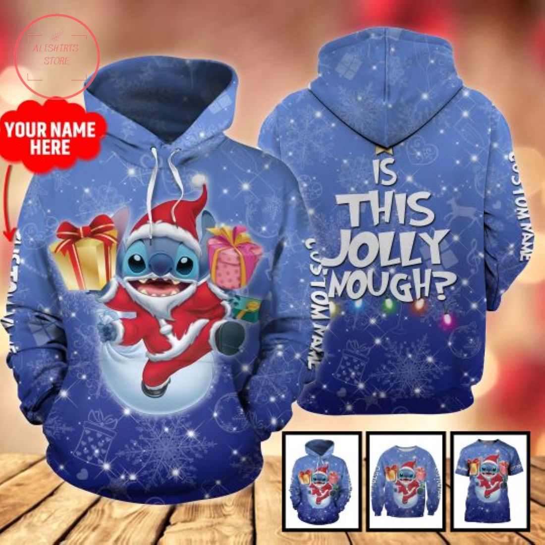 Personalized Stitch Christmas 3D Hoodie