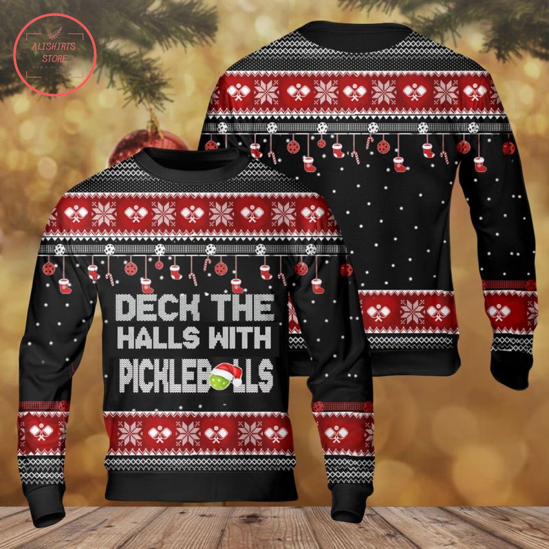 Pickleball Deck the Halls Ugly Christmas Sweater