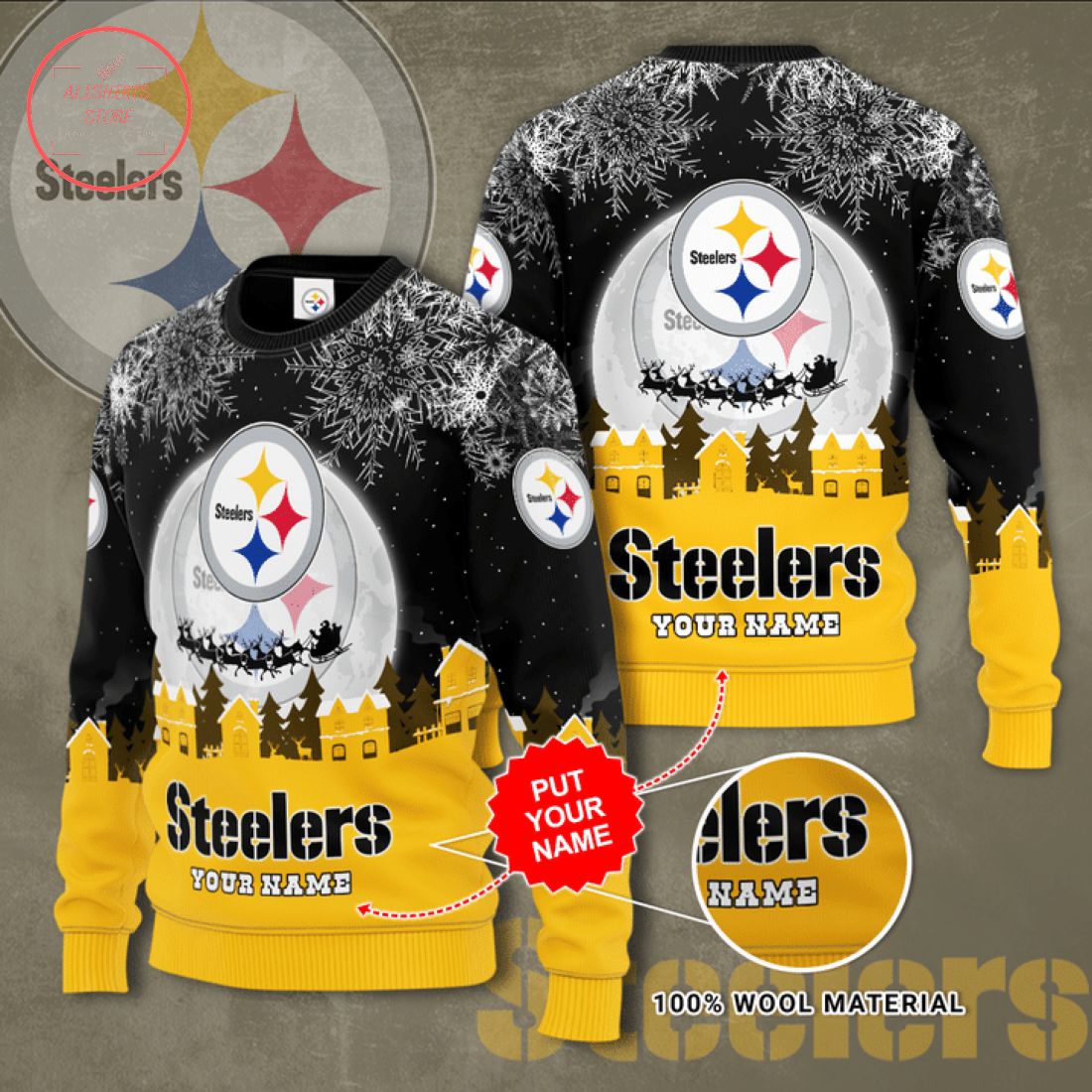 Pittsburgh Steelers Personalized Ugly Christmas Sweater