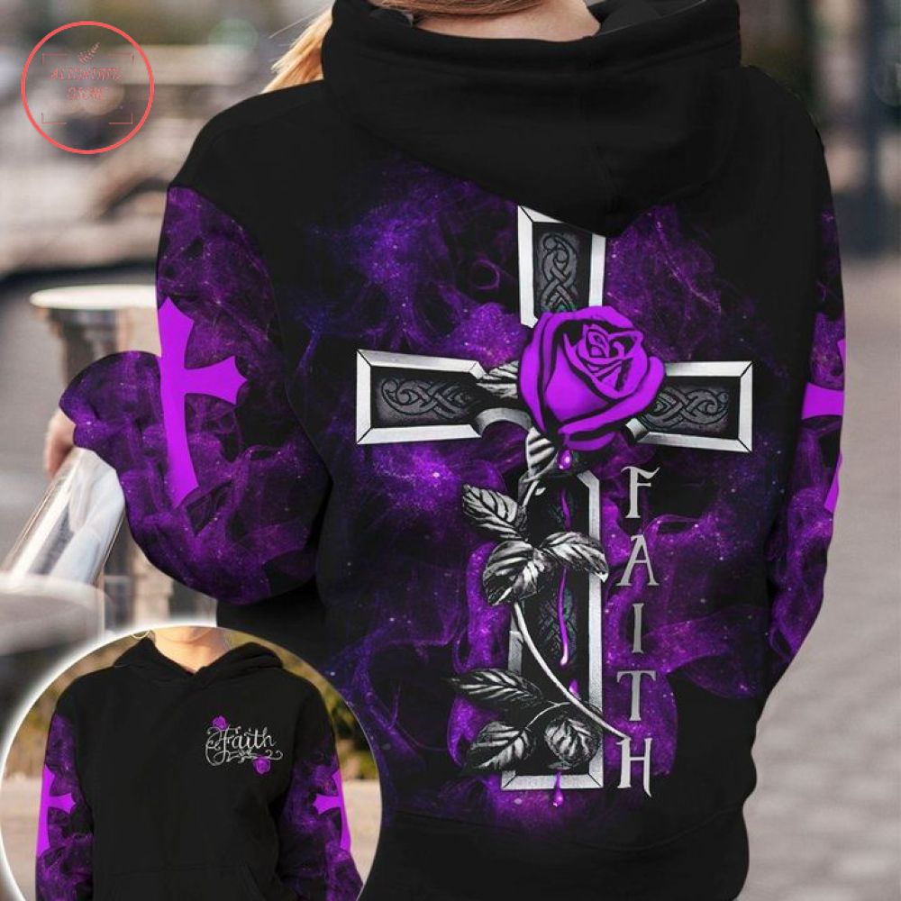 Purple Rose Cross 3D Hoodie