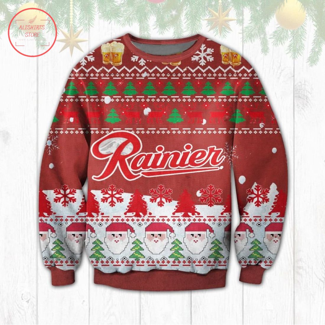 Rainier Beer Ugly Christmas Sweater