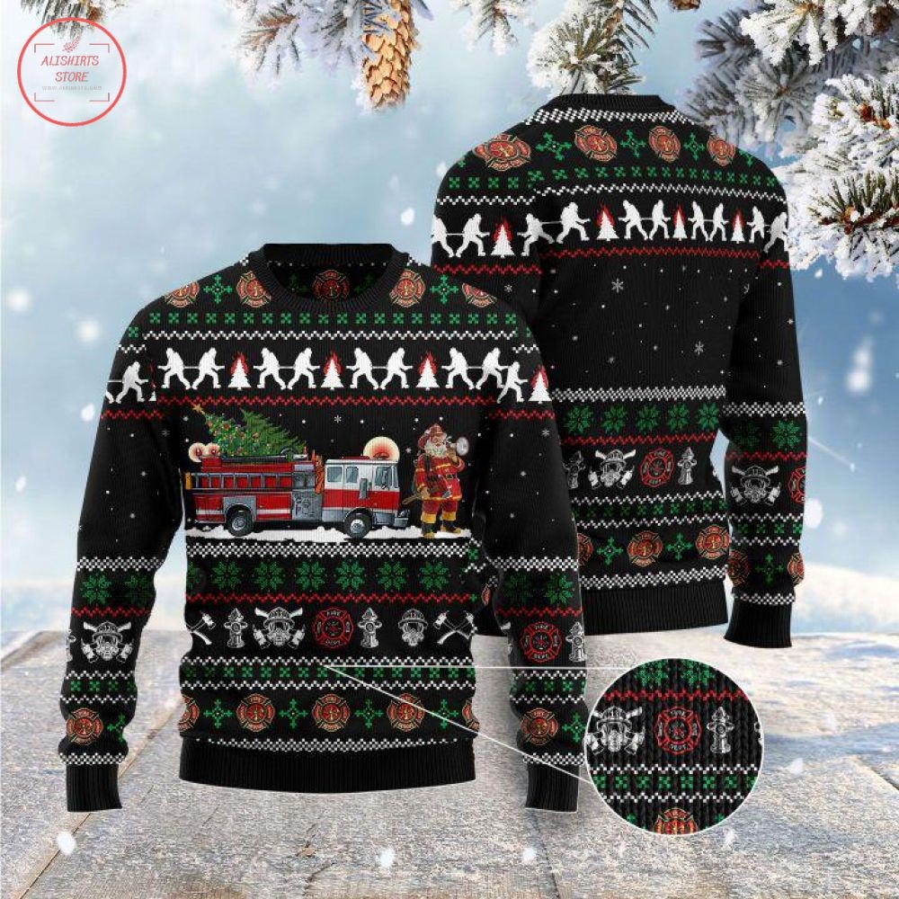 Santa Claus Firefighter Ugly Christmas Sweater