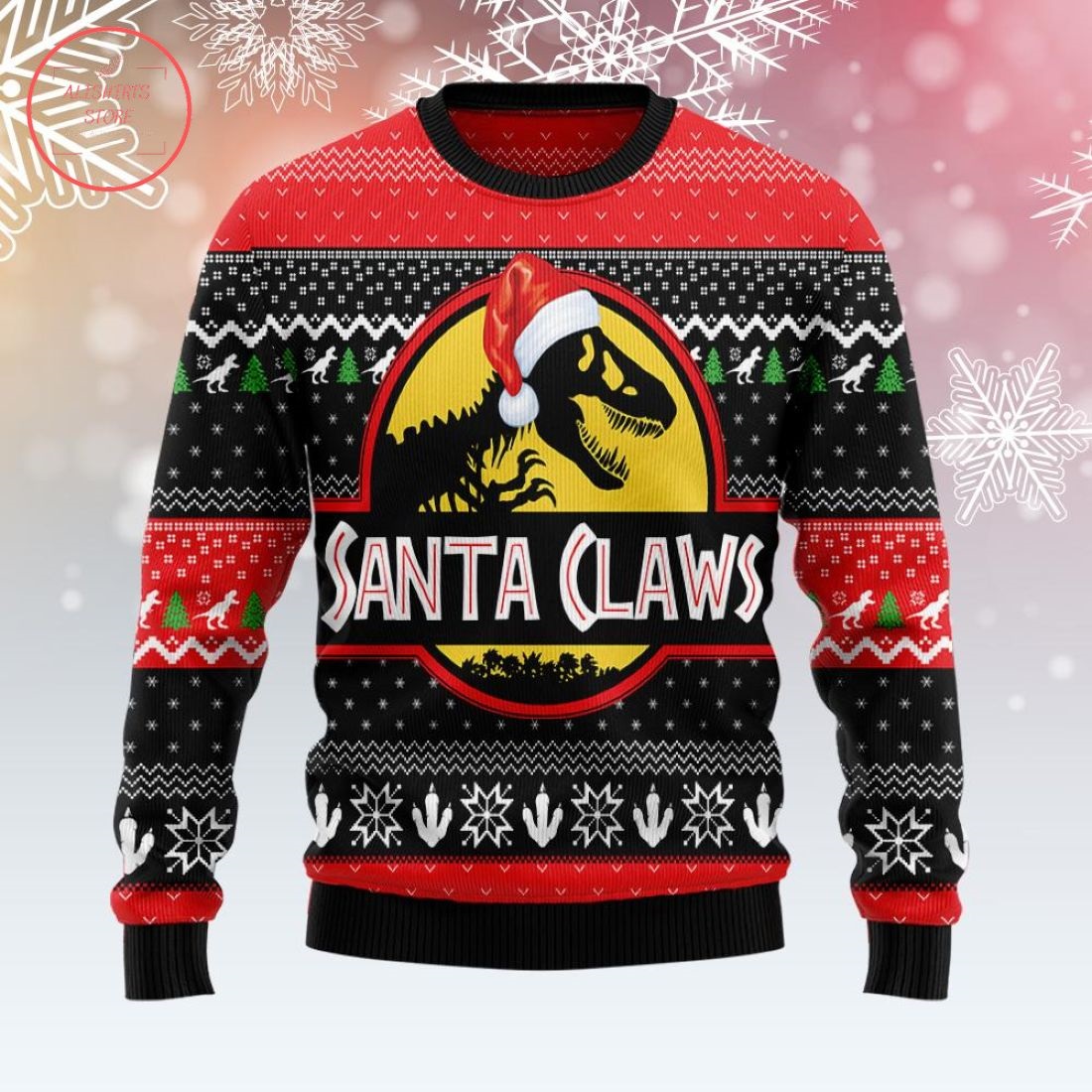 Santa Claws Trex Ugly Christmas Sweater