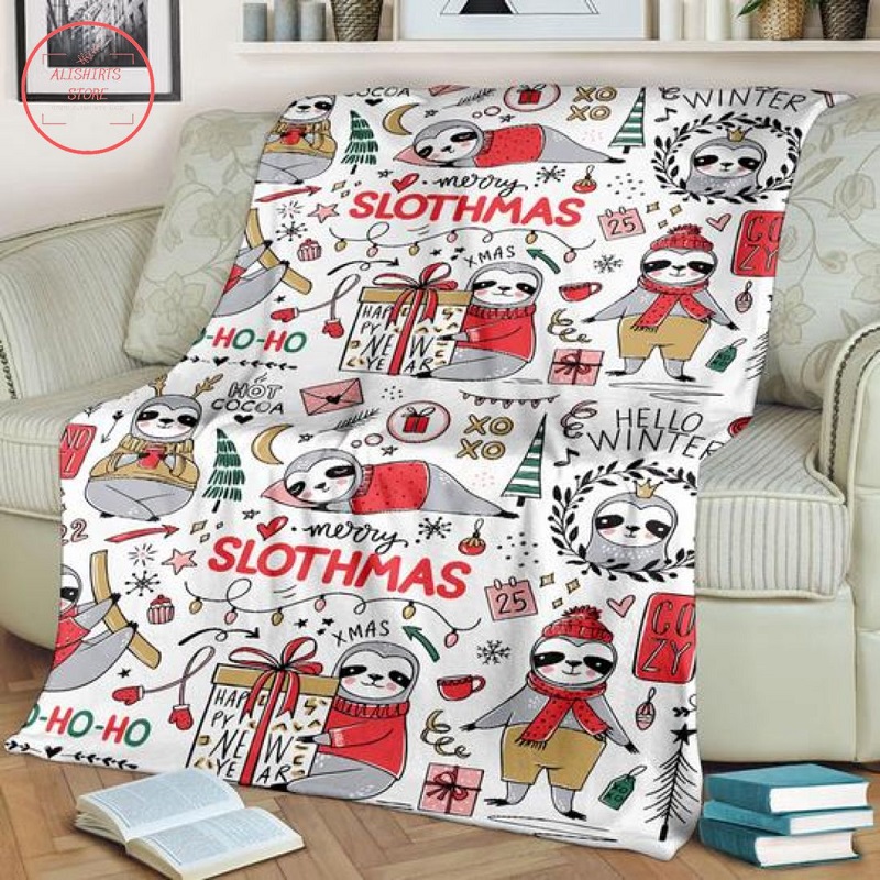 Sloth Christmas Xmas Fleece Blanket