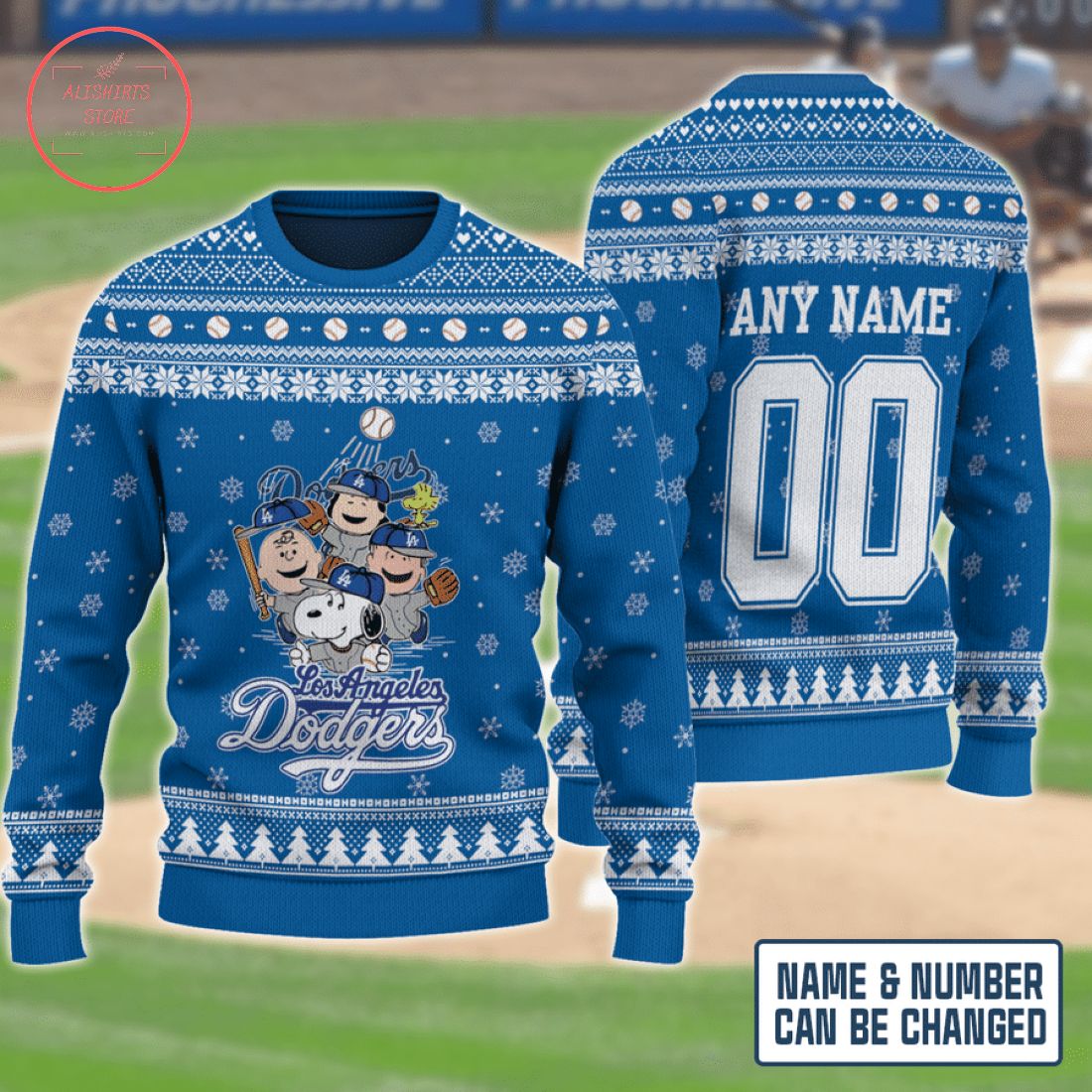 Snoopy Los Angeles Dodgers Personalized Ugly Christmas Sweater