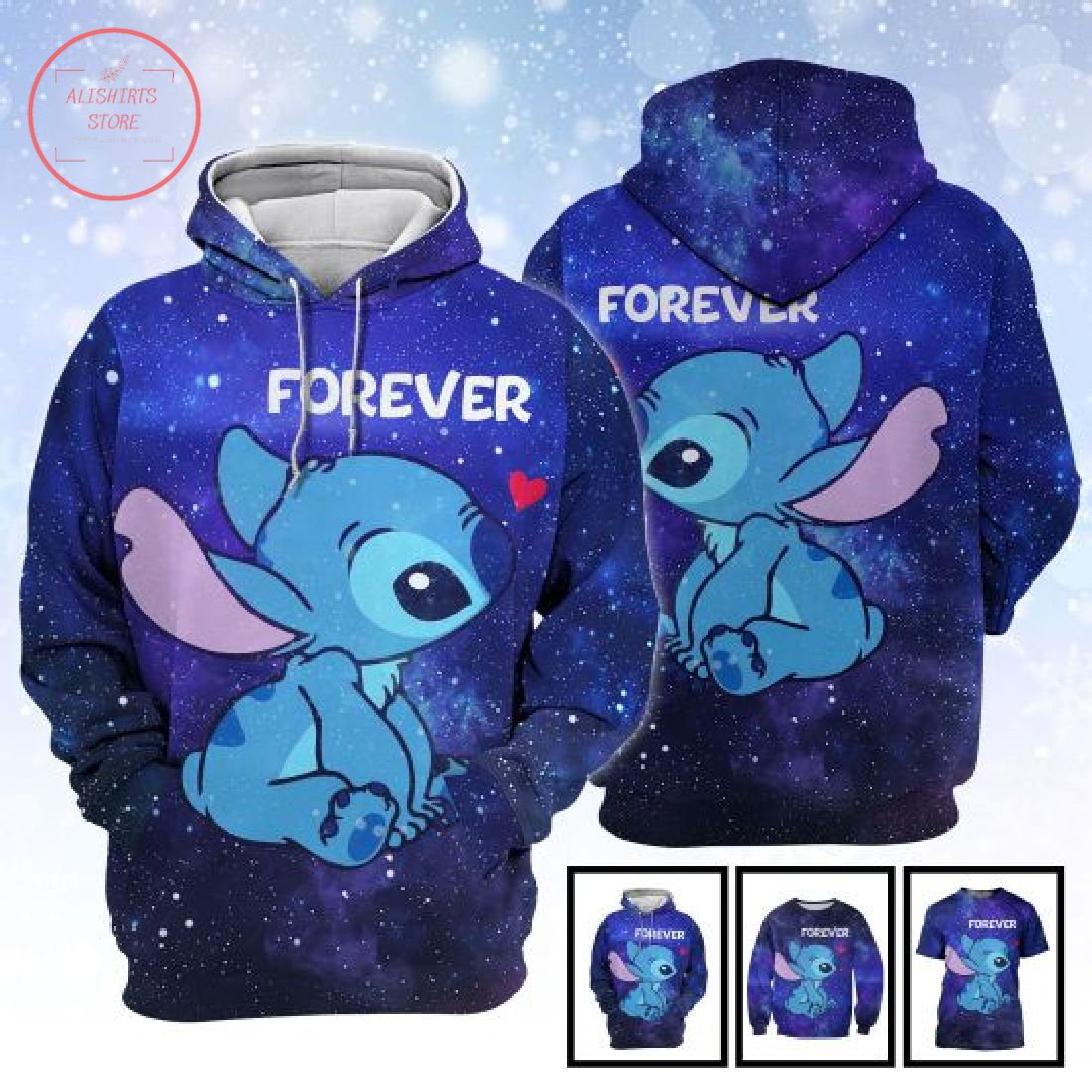 Stitch Forever 3D All Over Print Hoodie