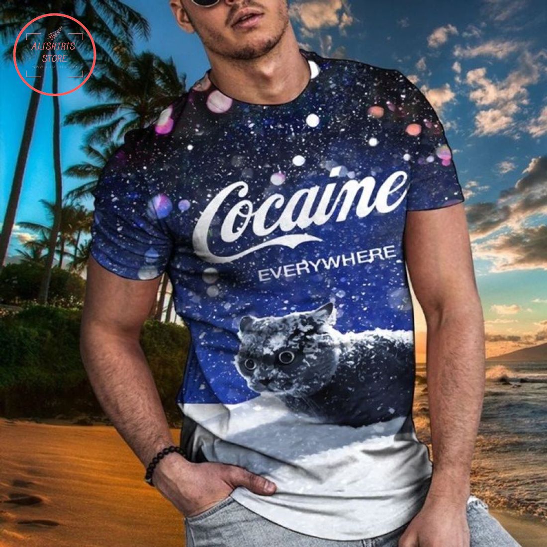 Style Cat Cocaine Everywhere 3D All Over Print Shirts