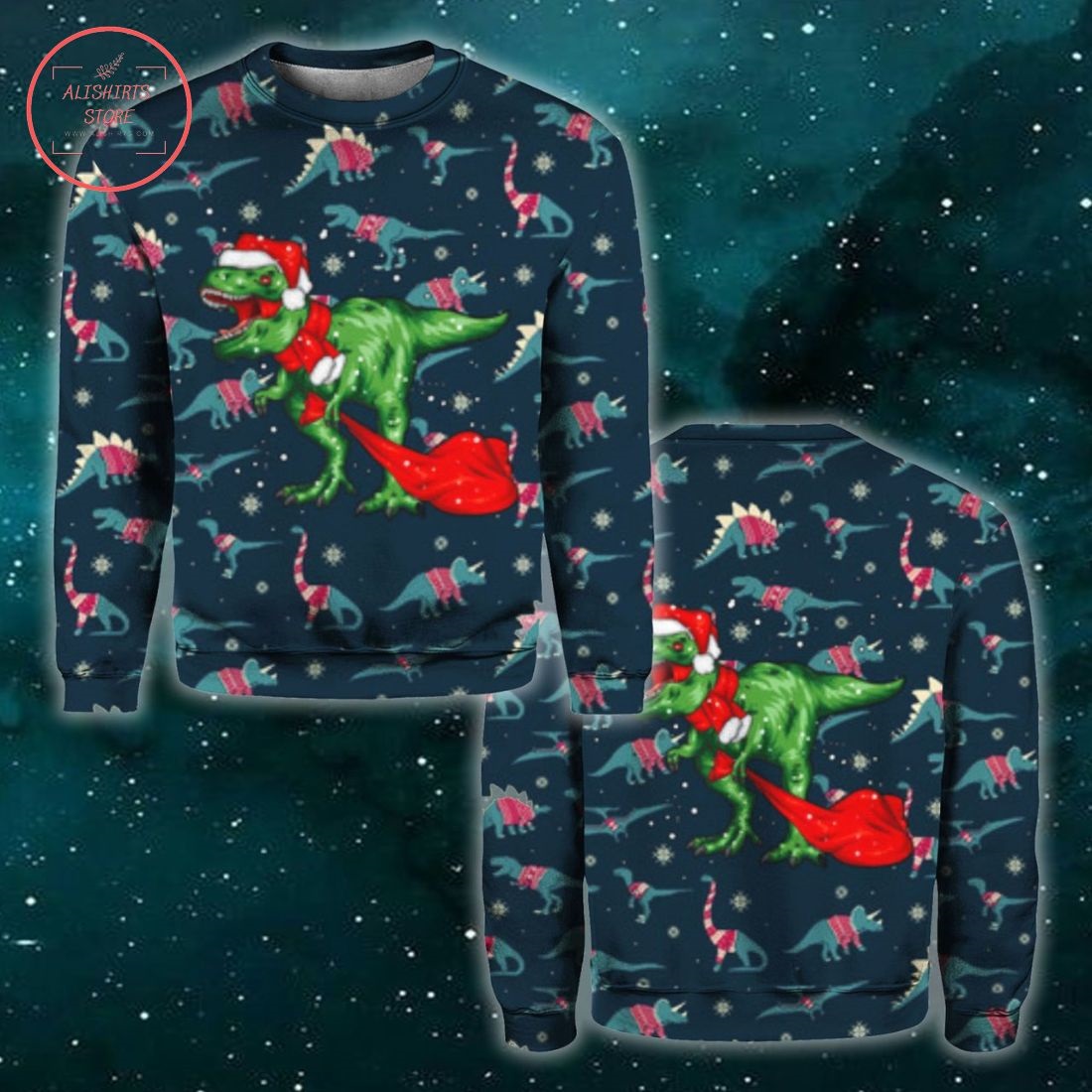 T-Rex Christmas 3D All Over Print Shirts, Hoodie