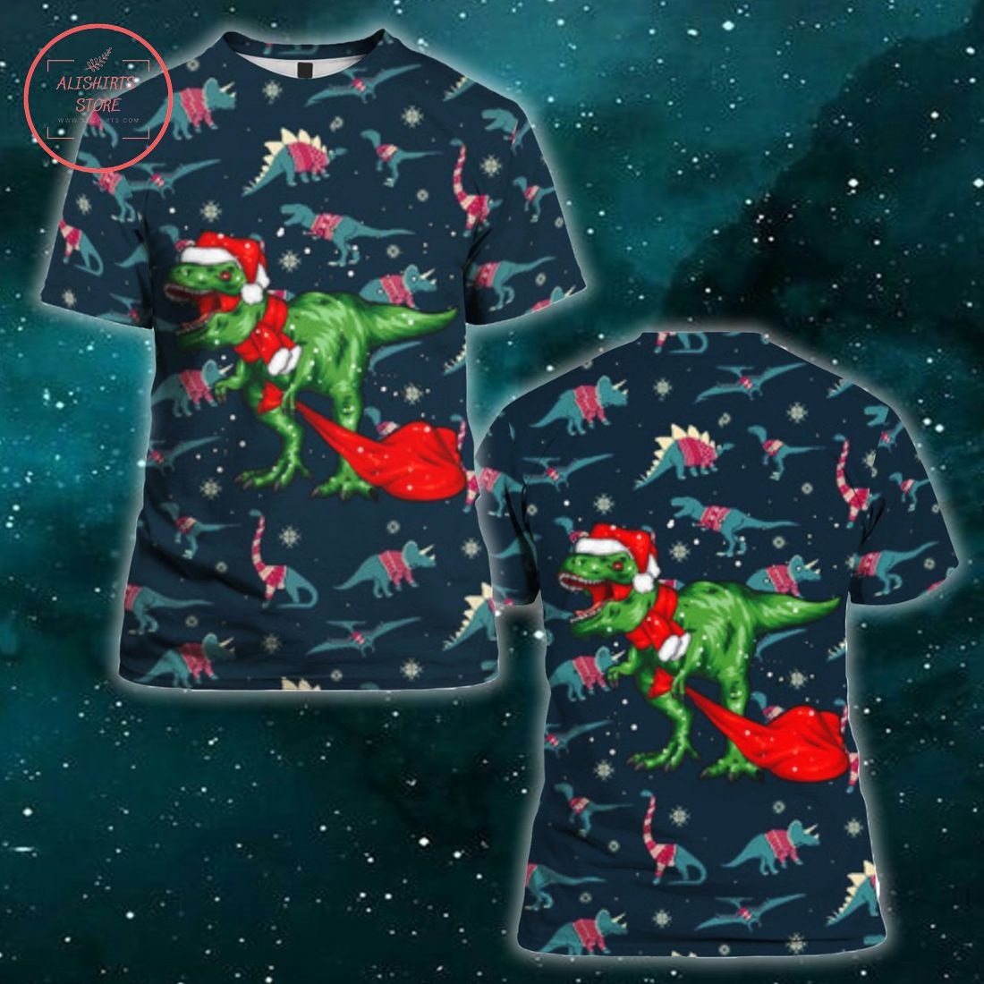 T-Rex Christmas 3D All Over Print Shirts, Hoodie