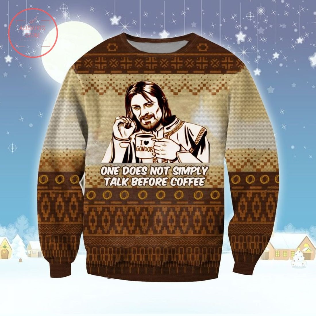 Talk Before Coffee Lord Of The Rings Ugly Christmas Sweater