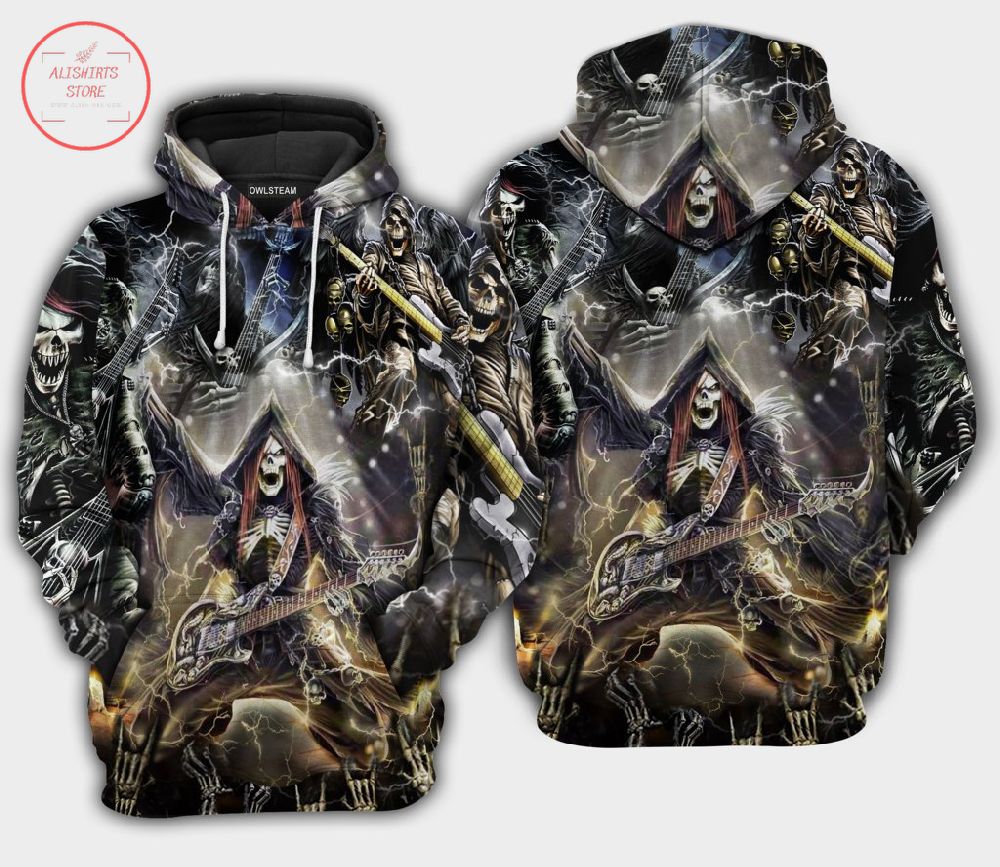 The Grim Reaper Rock and Roll 3D Hoodie