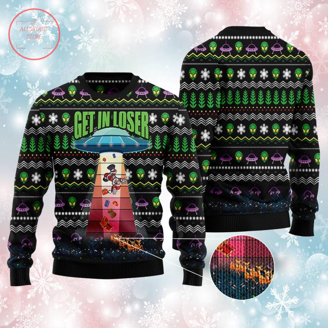 UFO Drop Santa Gift Christmas Sweater