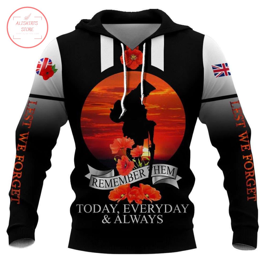 UK Soldier Remember Them Everyday 3D Hoodie