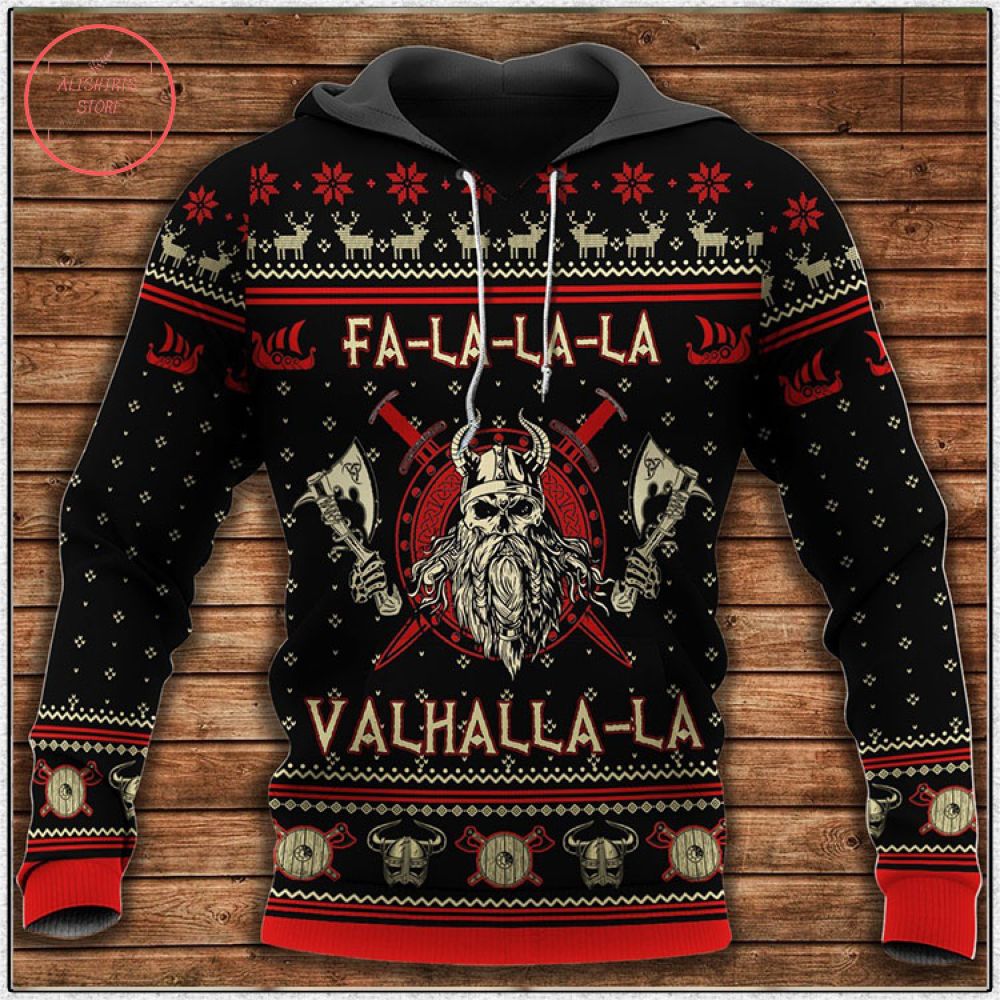 Viking Valhalla Black and Red 3D Hoodie