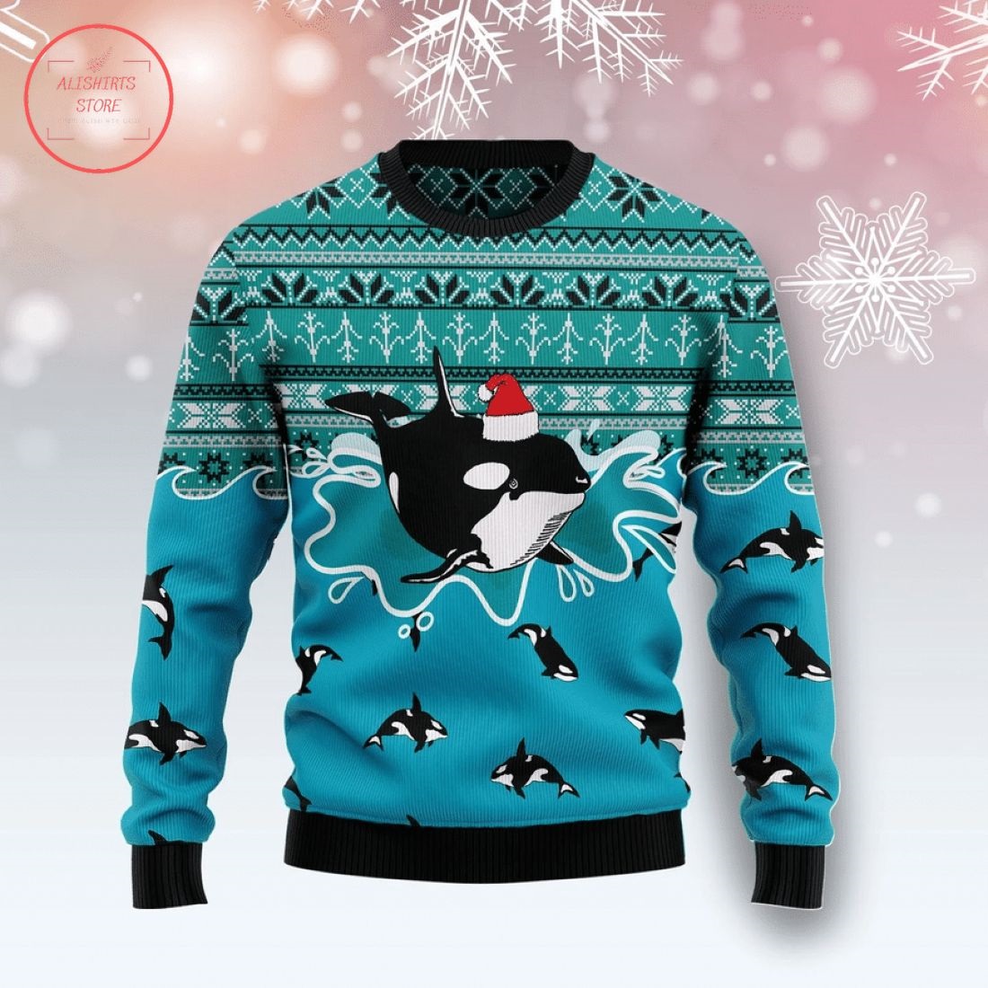 Whale Santa Claus Ugly Christmas Sweater
